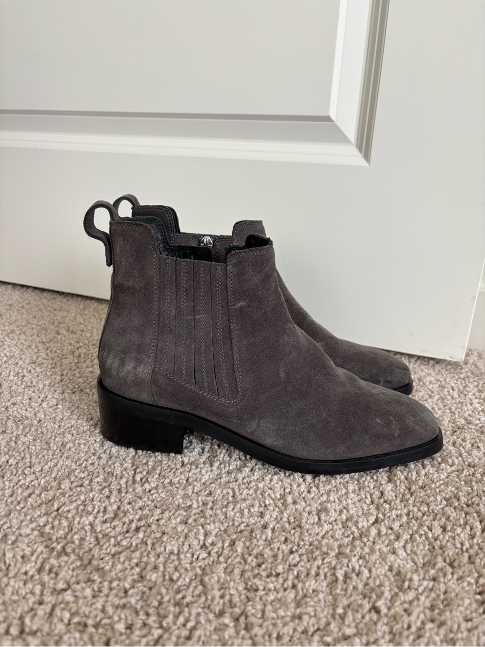 Aquatalia Gray Suede Chelsea Booties
